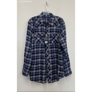 Wrangler Blue Plaid Check Pearl Snap Western Shirt‎ - Size 2XL